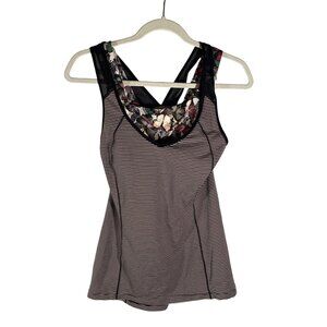 Lululemon Butterfly sports Bra Tank Top combo Stripe size 6 active yoga